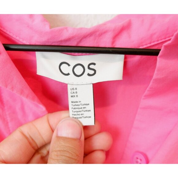 COS Womens Pink Oversized Button Front Shirt Dress, size 8 - Picture 8 of 9